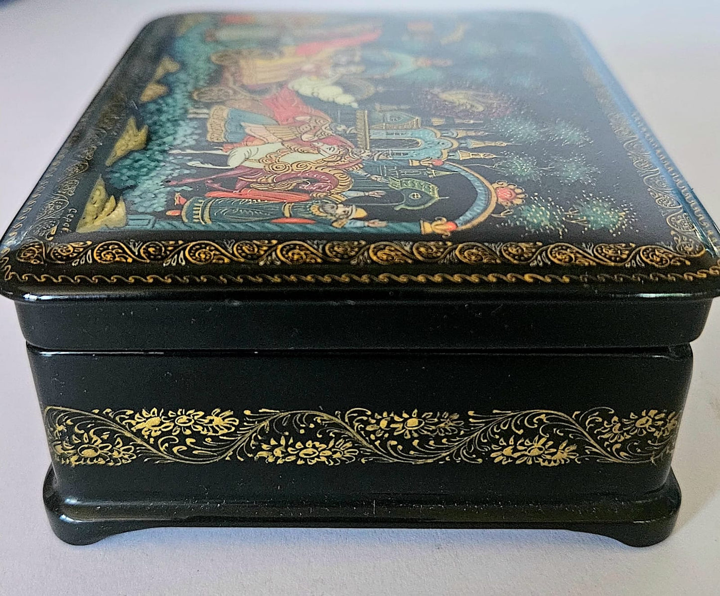 Vintage Russian Lacquer Box Hand Painted Signed by Alexey Skalozub