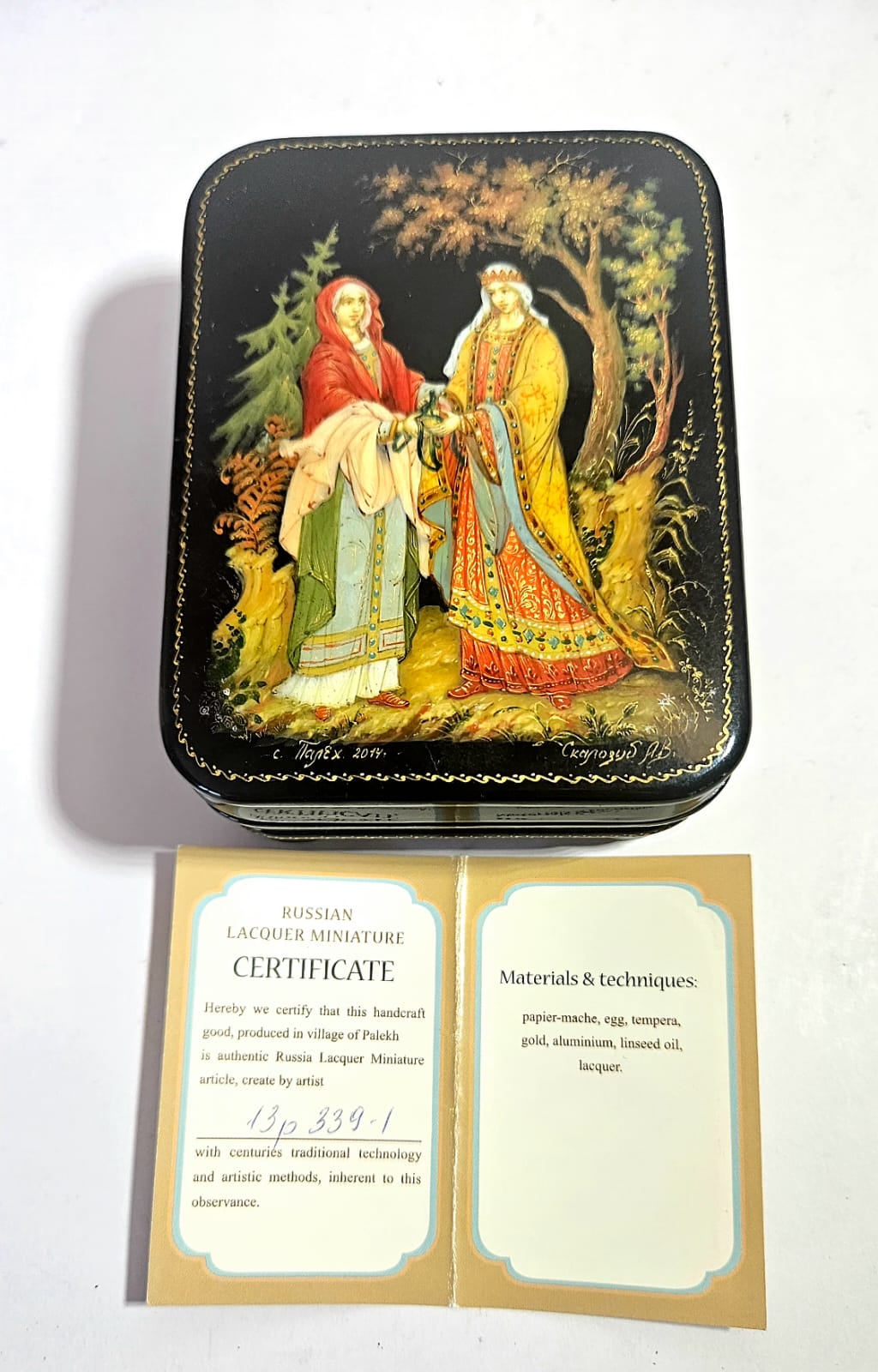 Vintage Hand-painted miniature Russian lacquer box by Skalozub A.V.