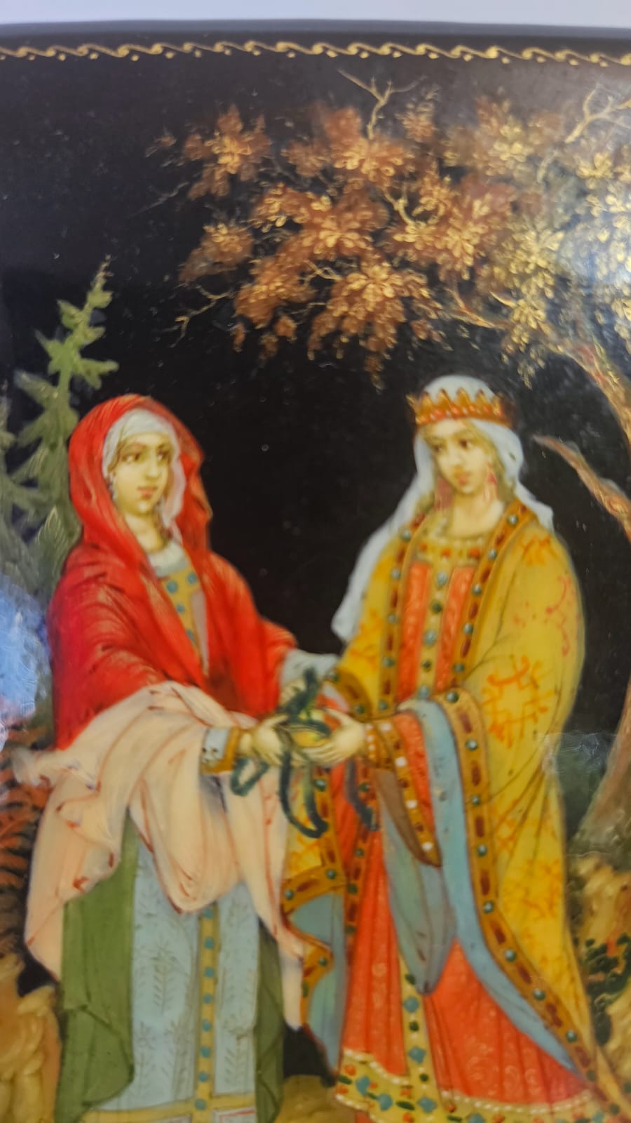 Vintage Hand-painted miniature Russian lacquer box by Skalozub A.V.