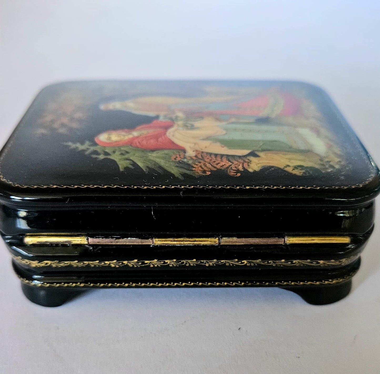 Vintage Hand-painted miniature Russian lacquer box by Skalozub A.V.