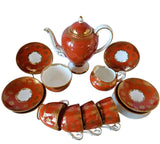 PARAGON Double Warrant Coffee Set 14 Pcs dark orange & Gold Accents 1950s