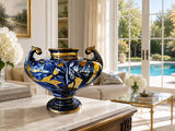 Large Phoenix Ware twin handles vase Thomas Forester and Son-Cobalt Blue & gold