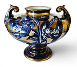 Large Phoenix Ware twin handles vase Thomas Forester and Son-Cobalt Blue & gold