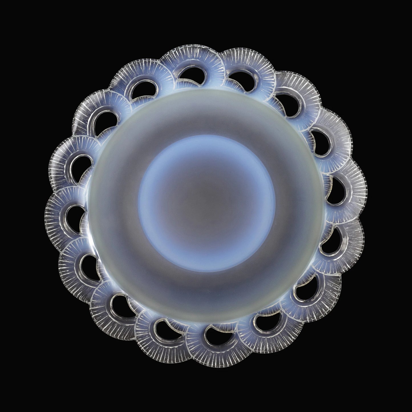 Art Deco Opalescent Glass Charger signed Pierre D' Avesn for Lalique 18637