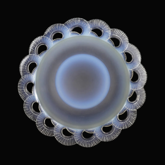 Art Deco Opalescent Glass Charger signed Pierre D' Avesn for Lalique 18637