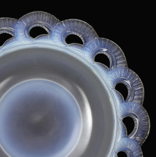 Art Deco Opalescent Glass Charger signed Pierre D' Avesn for Lalique 18637