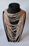 Vintage Pink Boho Multi Strand Bead Waterfall Necklace