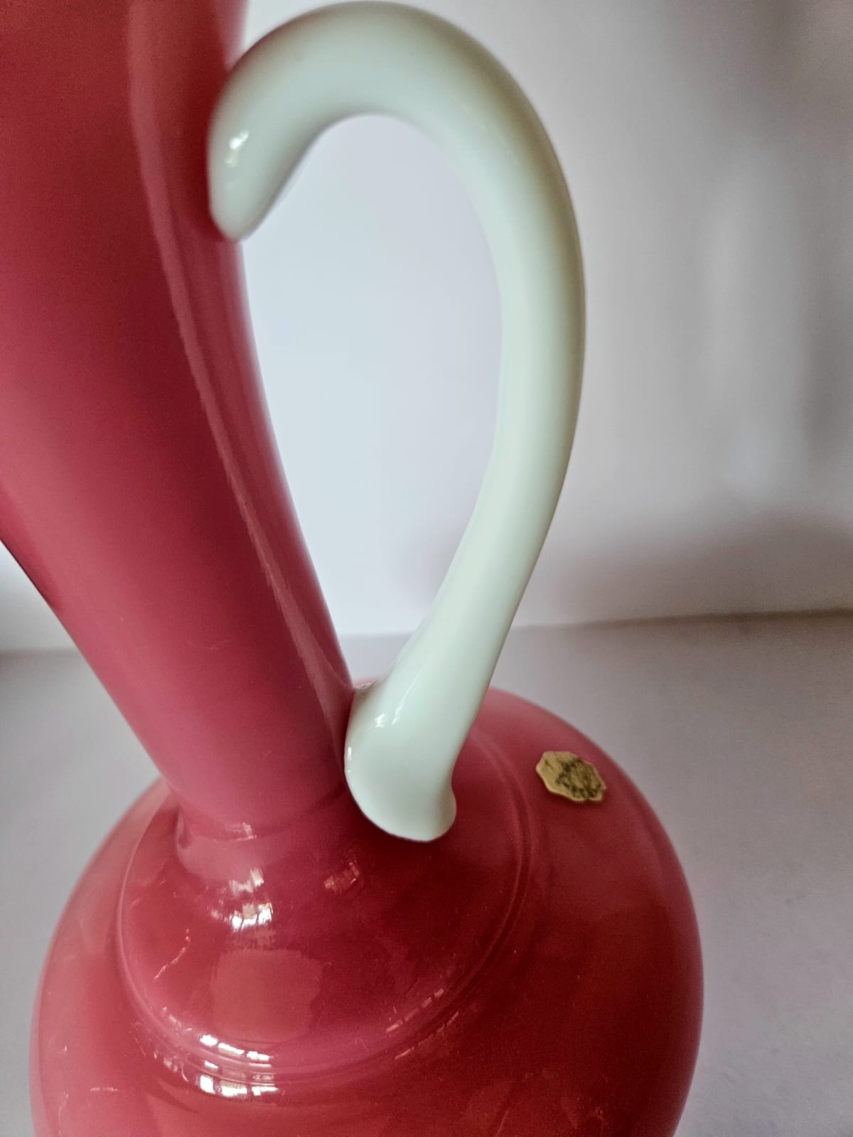 MCM Carlo Moretti, Empoli Cased Italian Pink Glass Ewer