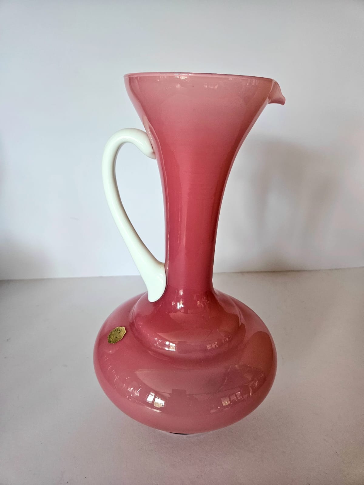 MCM Carlo Moretti, Empoli Cased Italian Pink Glass Ewer