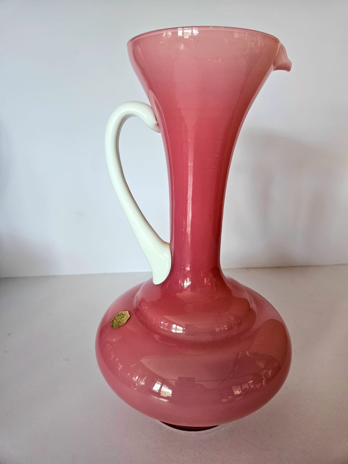 MCM Carlo Moretti, Empoli Cased Italian Pink Glass Ewer