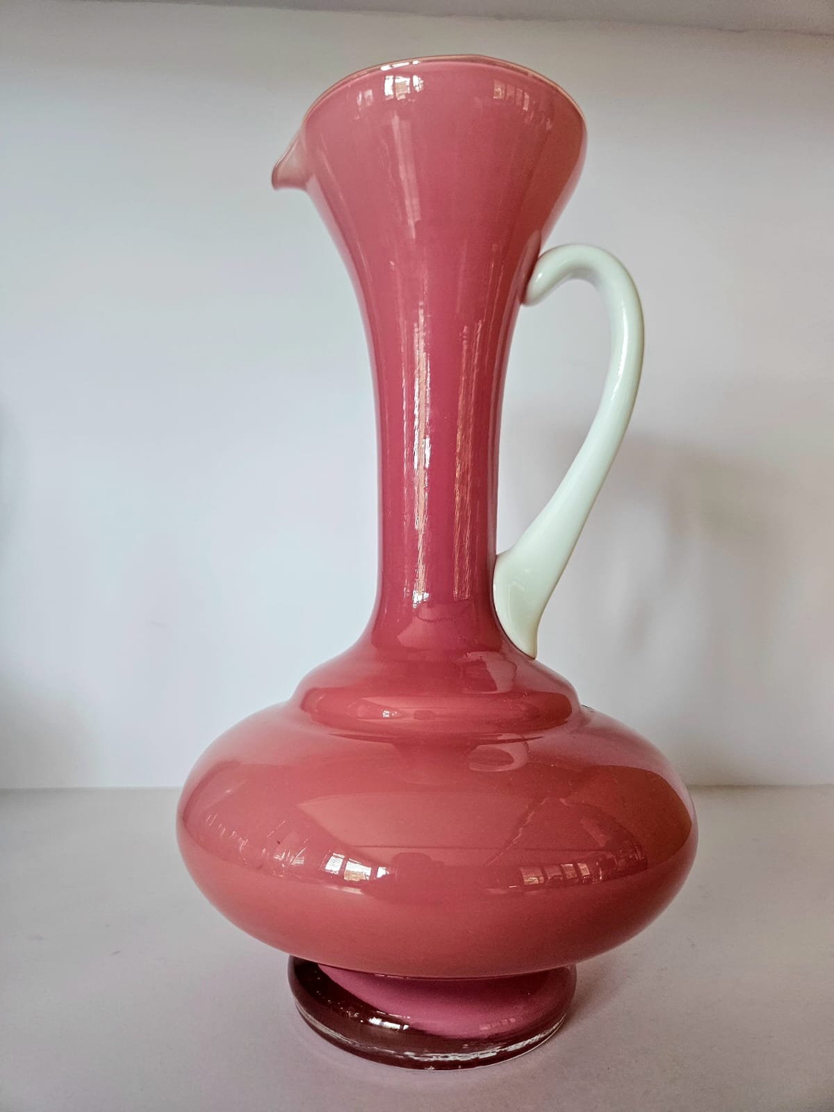 MCM Carlo Moretti, Empoli Cased Italian Pink Glass Ewer