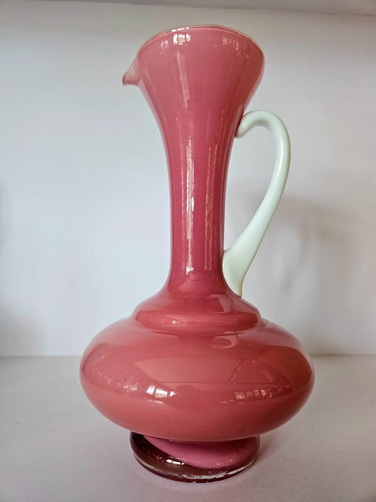 MCM Carlo Moretti, Empoli Cased Italian Pink Glass Ewer