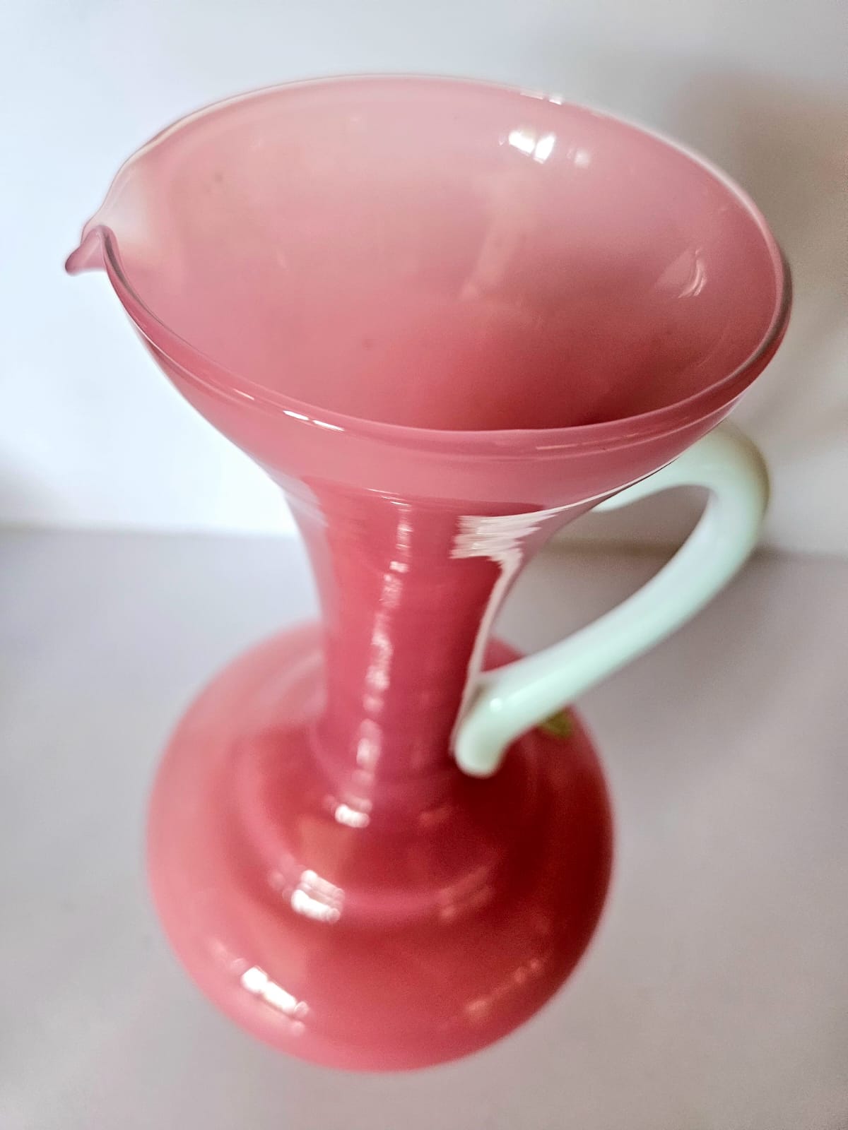 MCM Carlo Moretti, Empoli Cased Italian Pink Glass Ewer