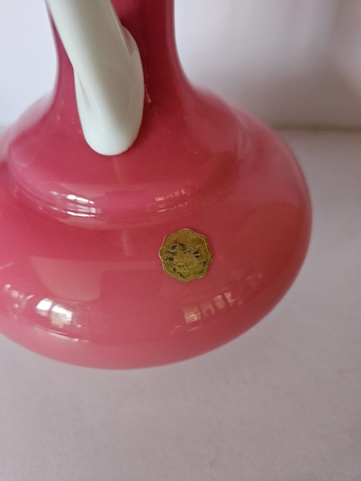 MCM Carlo Moretti, Empoli Cased Italian Pink Glass Ewer