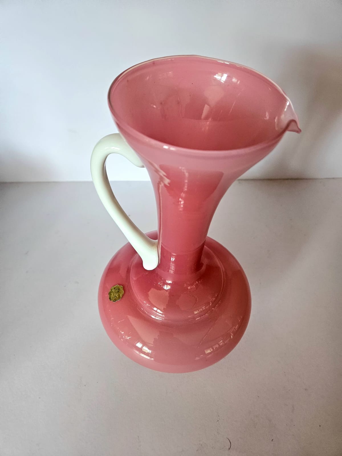 MCM Carlo Moretti, Empoli Cased Italian Pink Glass Ewer