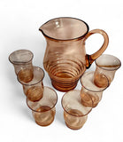 Vintage Peachy Pink depression Beehive glass Lemonade set (7 pcs)