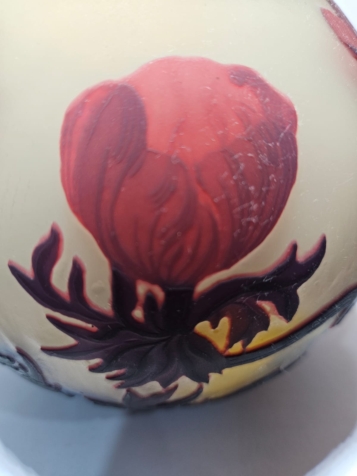 Magnificent Muller Freres Luneville acid-etched Poppies Vase Circa 1920