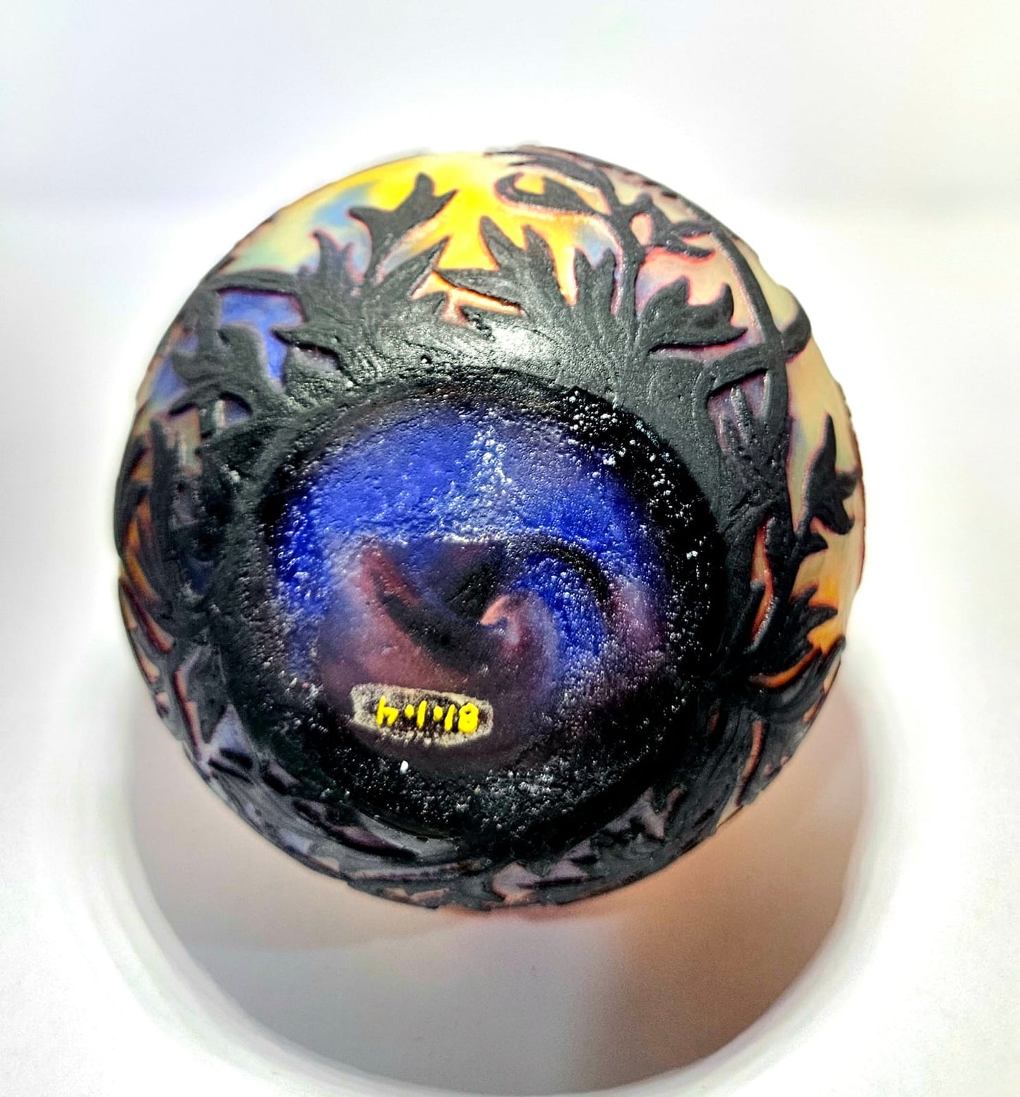 Magnificent Muller Freres Luneville acid-etched Poppies Vase Circa 1920