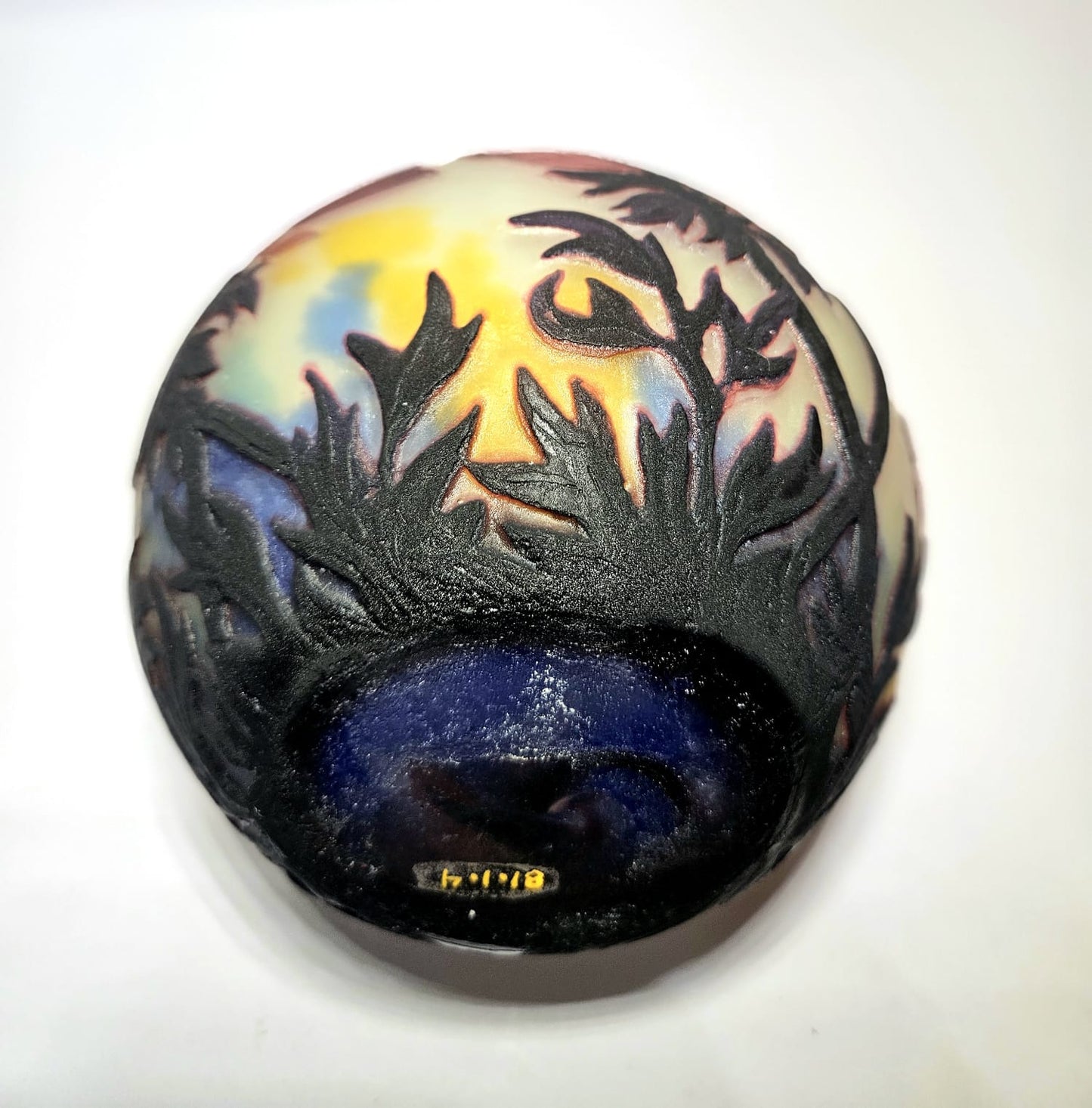 Magnificent Muller Freres Luneville acid-etched Poppies Vase Circa 1920