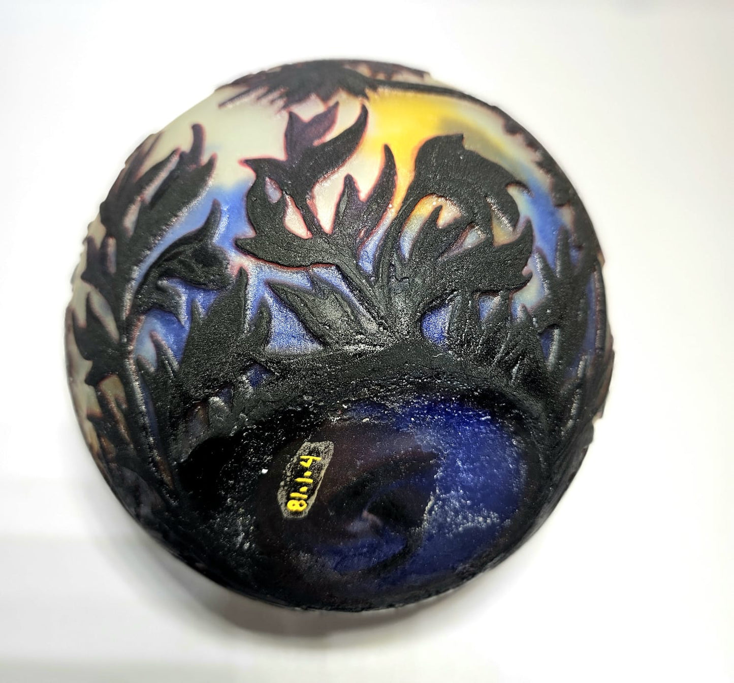 Magnificent Muller Freres Luneville acid-etched Poppies Vase Circa 1920