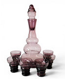 Rare Small Empoli Purple Etched Glass Decanter Set / Genie Bottle