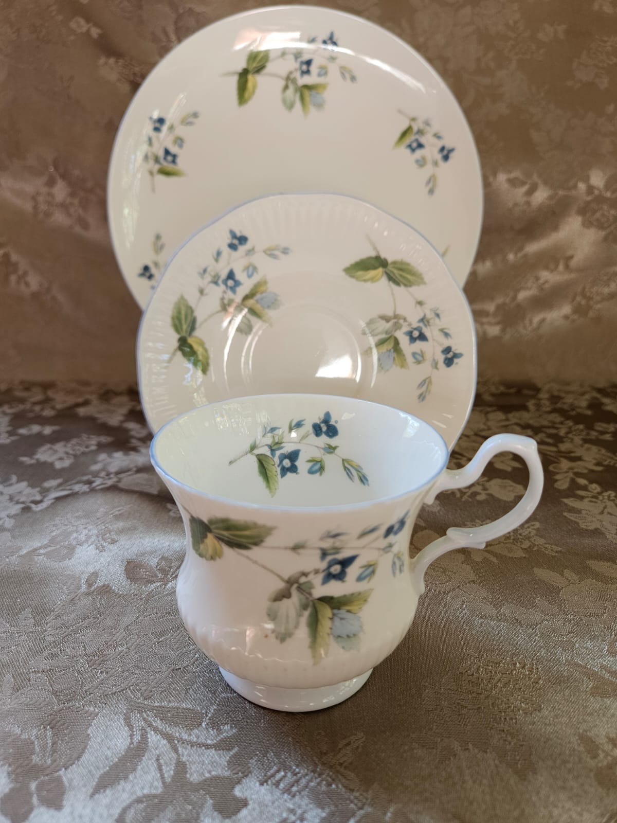 Vintage Delicate Queen's Fine Bone China Teacup Trio - Rosina China Co Ltd