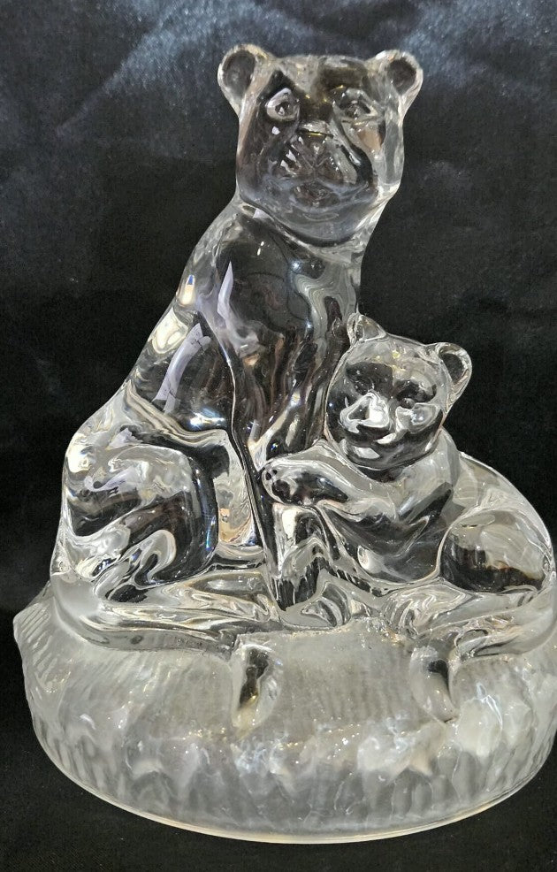 Vintage Lead Crystal Rock RCR Italian Lioness and Cub