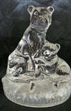 Vintage Lead Crystal Rock RCR Italian Lioness and Cub