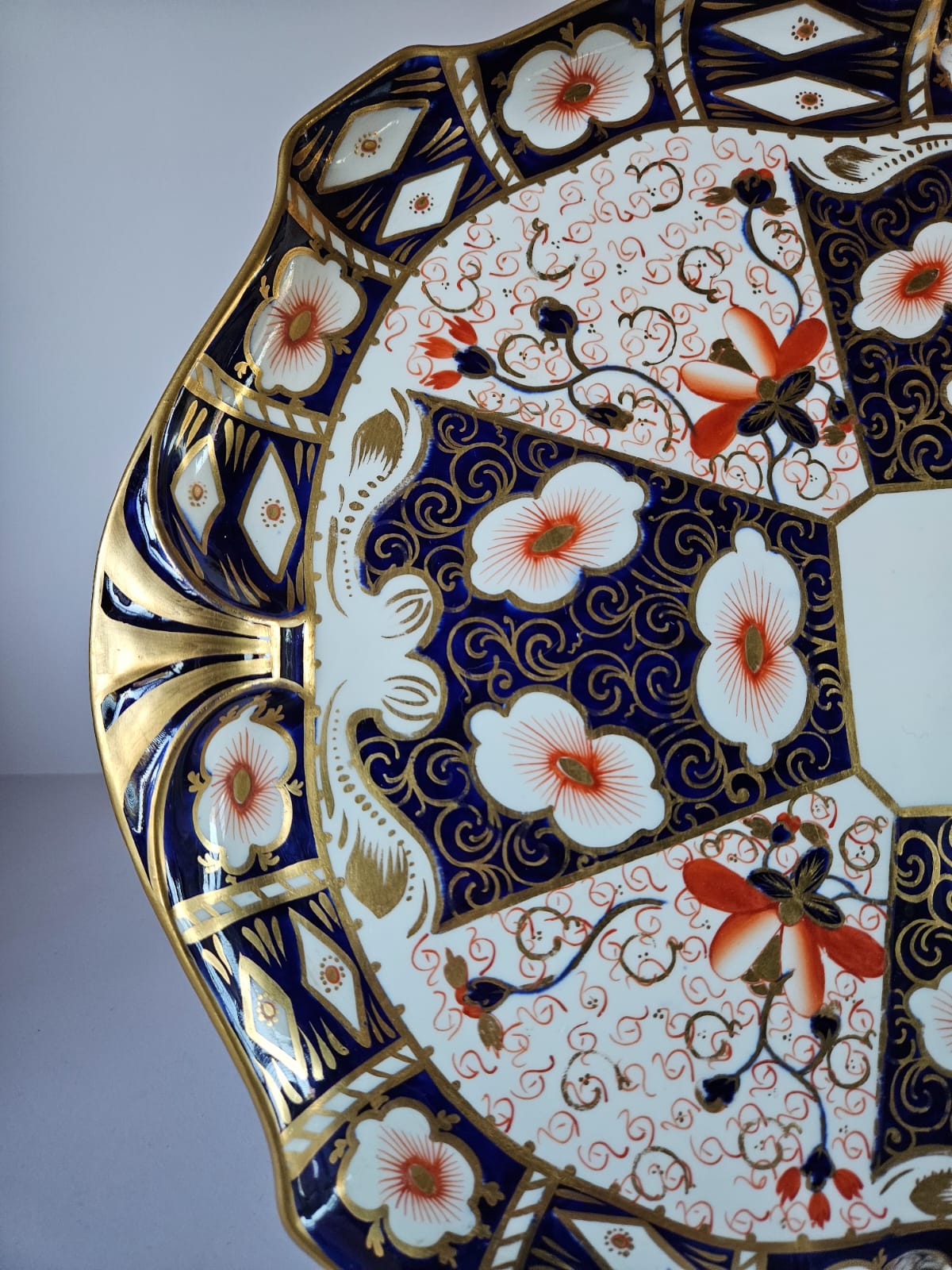 Plat rectangulaire Royal Crown Derby Rare 2451 Traditionnel Imari Grand Format C.1903