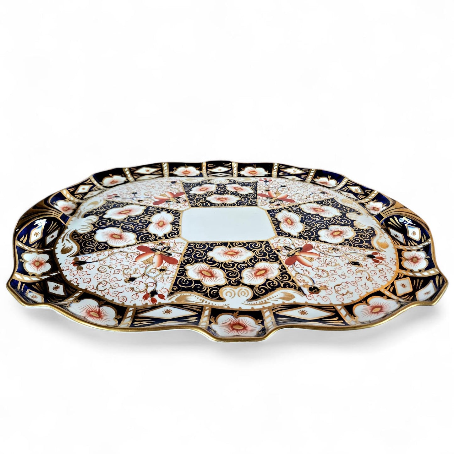 Plat rectangulaire Royal Crown Derby Rare 2451 Traditionnel Imari Grand Format C.1903
