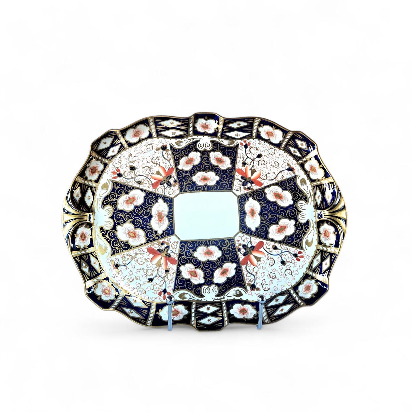 Plat rectangulaire Royal Crown Derby Rare 2451 Traditionnel Imari Grand Format C.1903