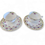 2 x Antique Samuel Radford "Radfordian" Bone China Pattern 1915 Teacup Trio