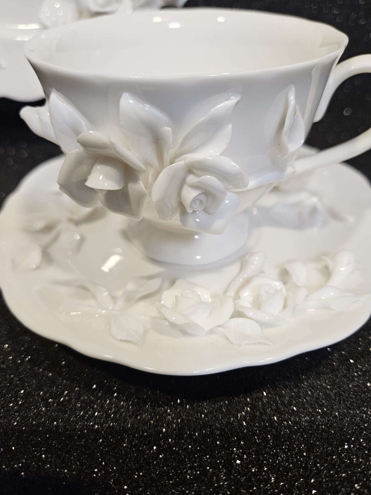 Robert Gordon White "Rambling Rose" Cup, saucer and side plate