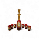 Vintage Venetian Ruby Red Decanter 24c Gold Gilt Murano