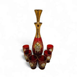 Vintage Venetian Ruby Red Decanter 24c Gold Gilt Murano