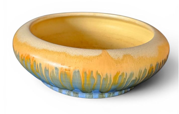 Remued Early series (1934-1941) Blue and Yellow drip glazed large float bowl