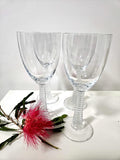 Vintage High stem ribbed wine goblets, set of 4