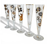 5 Vintage RITZENHOFF Champus Champagne Flutes several Artist Designed