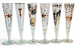 6 RITZENHOFF Champus Champagne Flutes Artist Designed mid 2000s