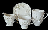 Robert Gordon "Rambling Rose" White Set Teacup, Creamer and Mug