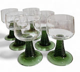 Vintage Roemer Spiral Stacked Green stemglasses, set of 6