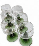 Vintage Roemer Spiral Stacked Green stemglasses, set of 6