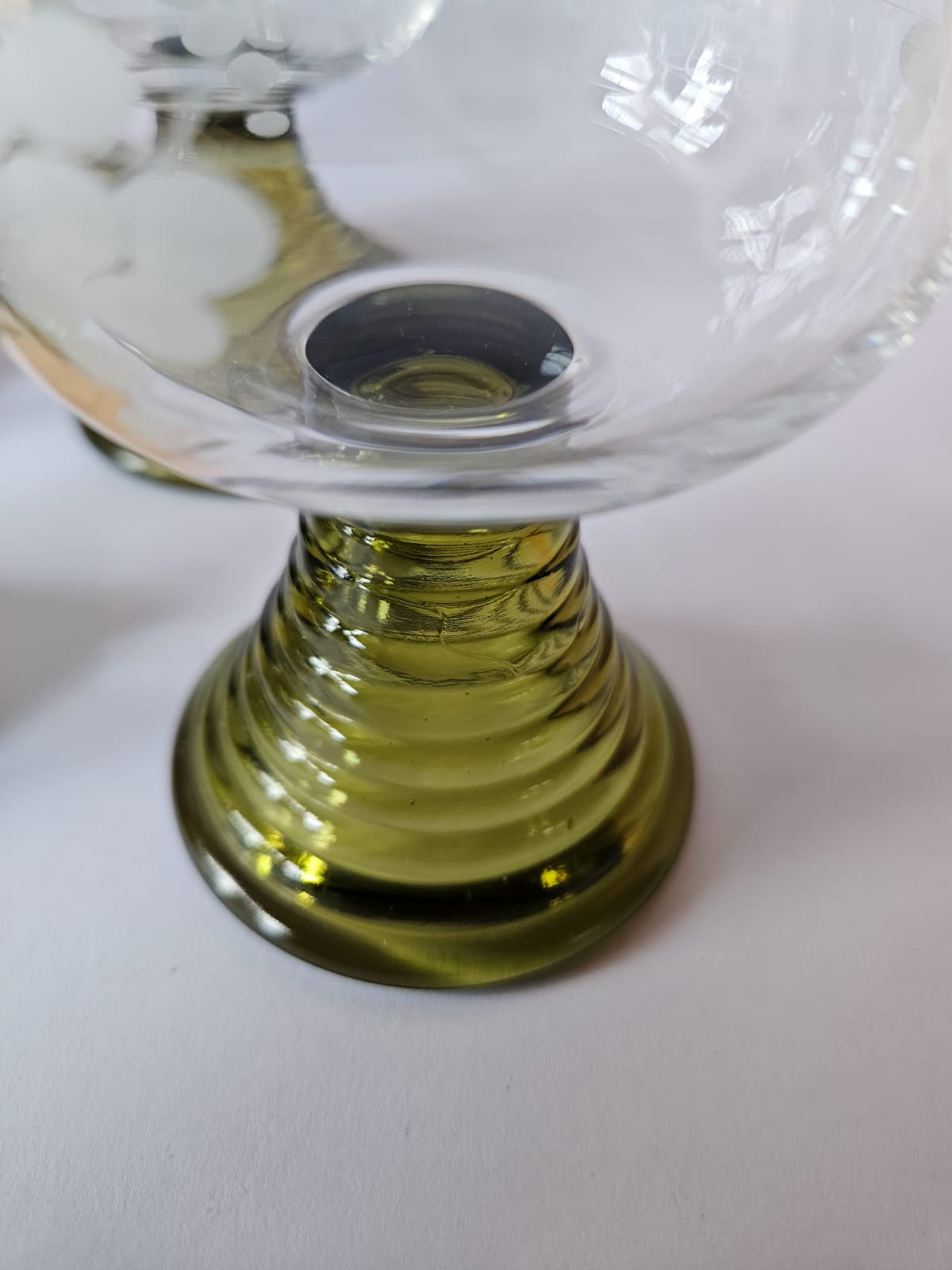 Set of 5 Vintage German Roemer Wine Glasses Hand-Etched Grapevine MCM