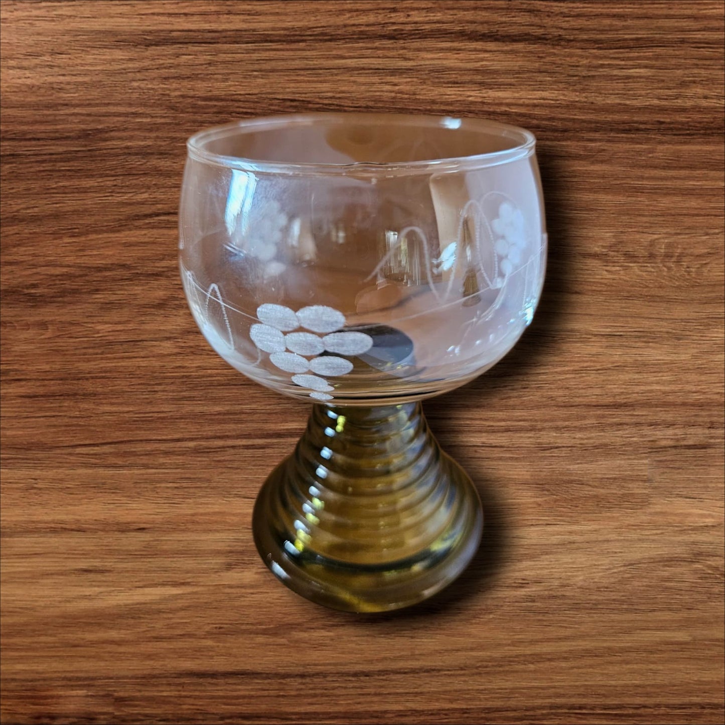 Set of 5 Vintage German Roemer Wine Glasses Hand-Etched Grapevine MCM