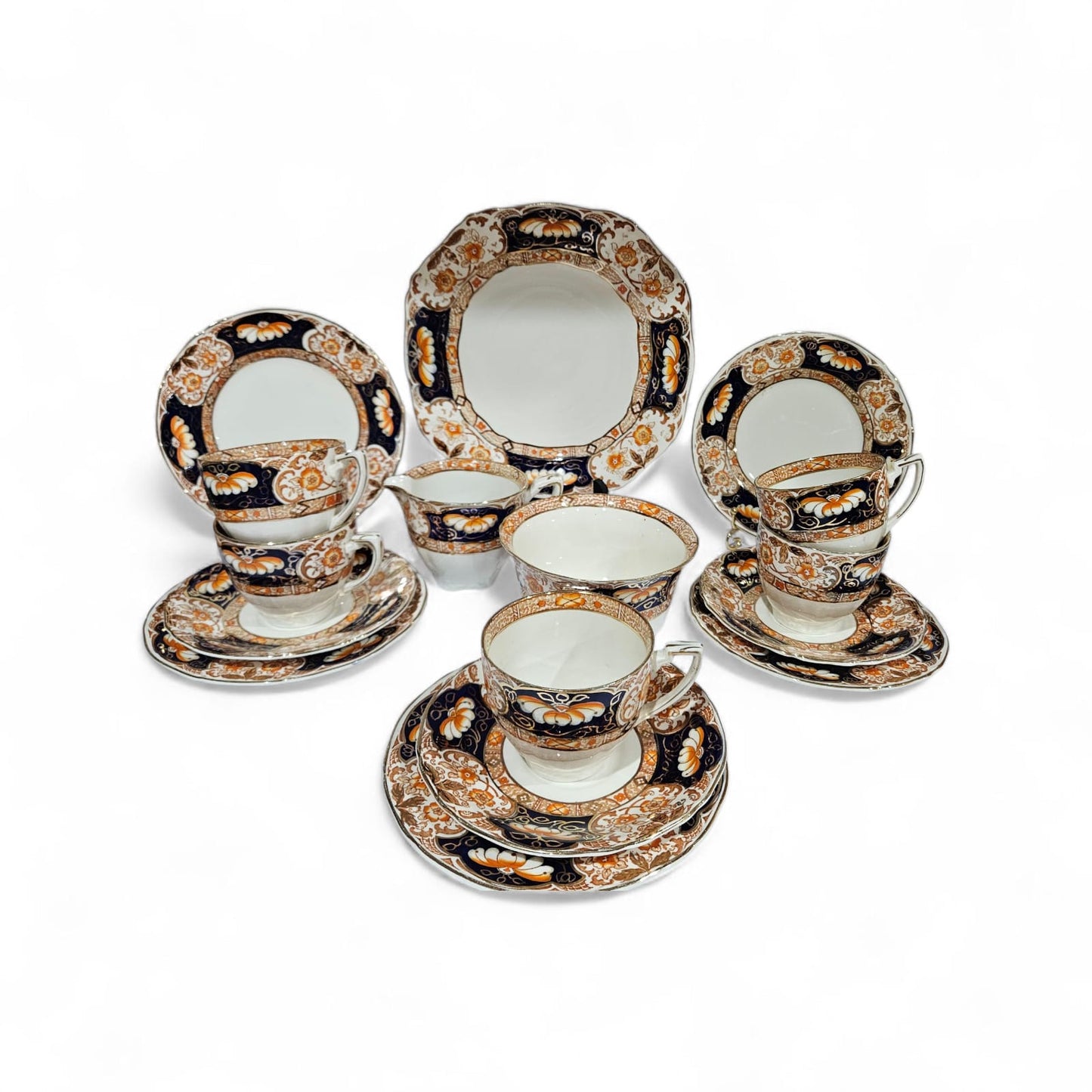 Vintage Royal Cameron Alfred Meakin 16 pcs Tea Set 18K Gold Gild