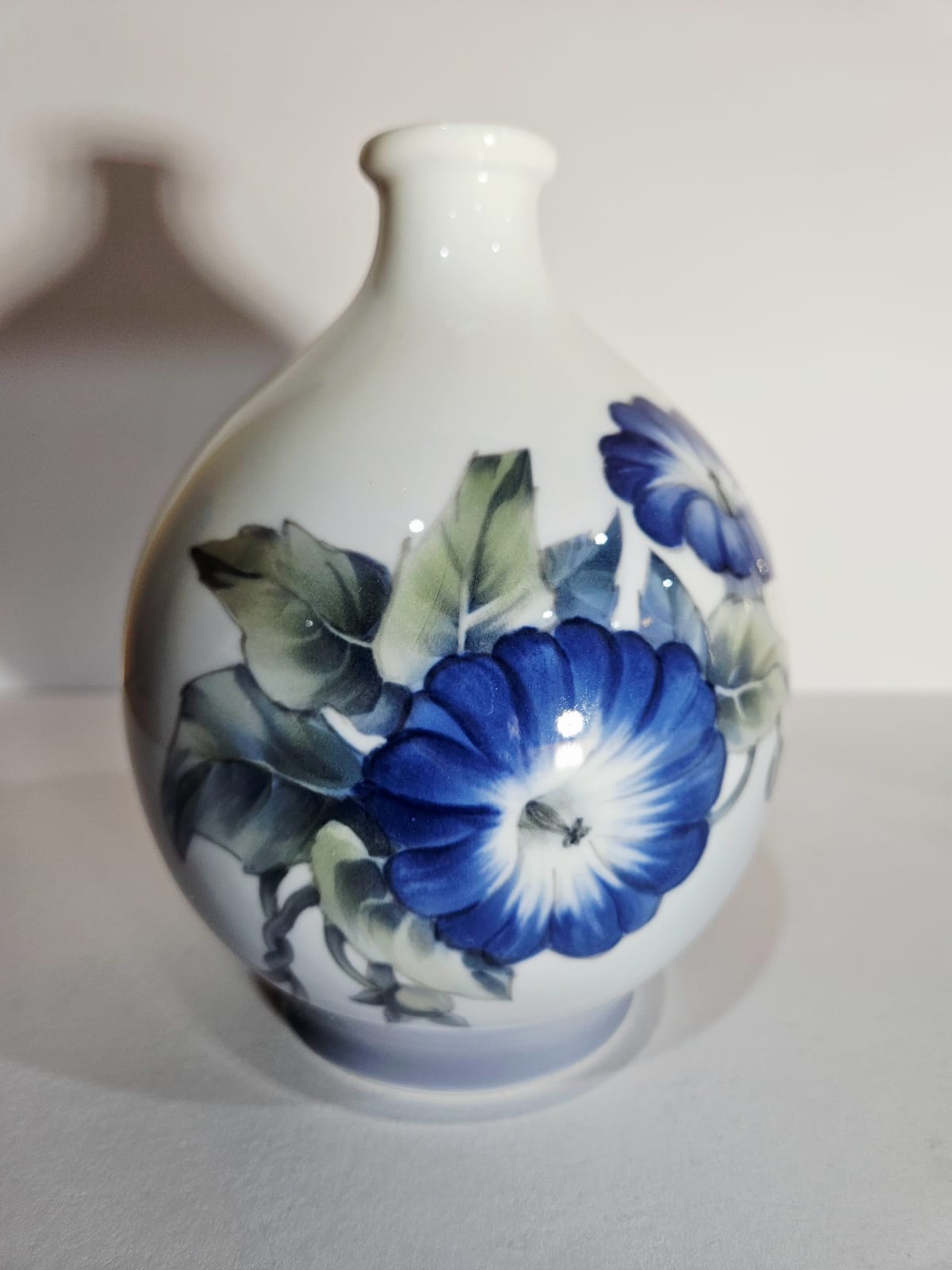 Antique Rare Royal Copenhagen Vase "Convolvolo" #790/1813 Blue Flowers