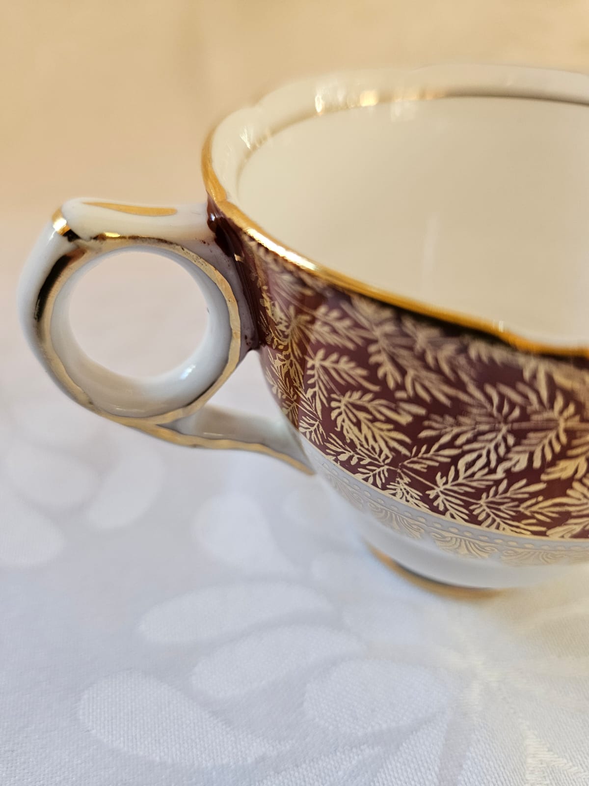 Rare vintage Royal Stafford Tea-set trio Ruby Red & Gold c.1940's