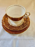 Rare vintage Royal Stafford Tea-set trio Ruby Red & Gold c.1940's