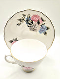 Vintage Royal Vale Bone China Hydrangea Teacup duo 1960s
