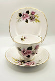 Royal Vale Bone China from England Trio - Roses and Pansies